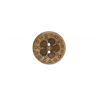 Botones circulares de madera con flor trébol
