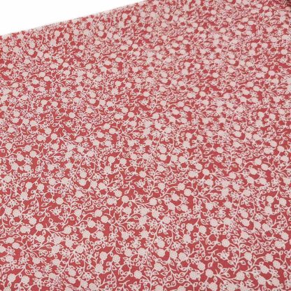 Tela de popelín 100% algodón con estampado de flores blancas tamaño liberty sobre fondo color grana. Minimals Poppy Fabrics Europe