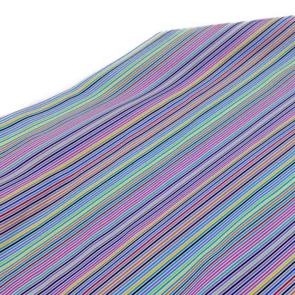 Tela de popelín con estampado mil rayas de colores