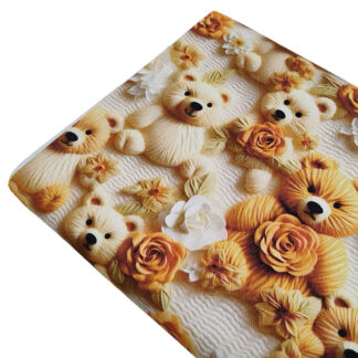 Tela Half Panamá con estampado de osos de peluche 3D