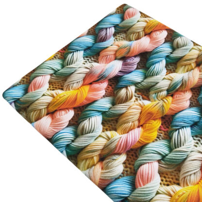 Tela Half Panamá con estampado de madejas trenzadas multicolor 3D