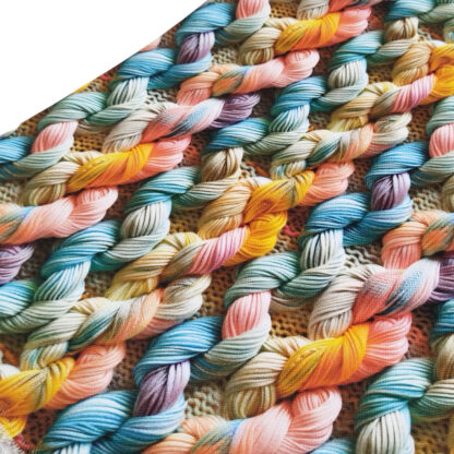 Tela Half Panamá con estampado de madejas trenzadas multicolor 3D