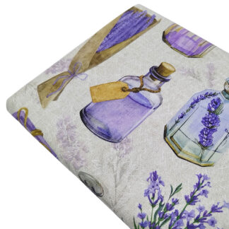 Tela Half Panamá con estampado de fragancias de lavanda