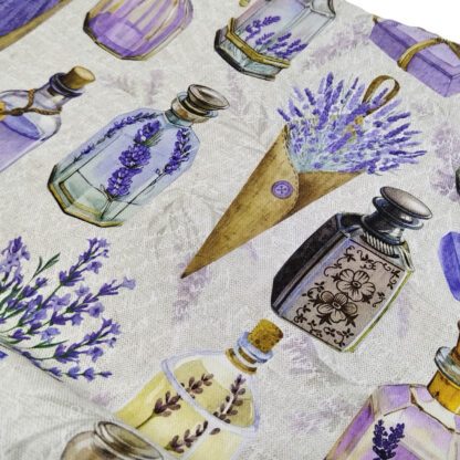 Tela Half Panamá con estampado de fragancias de lavanda