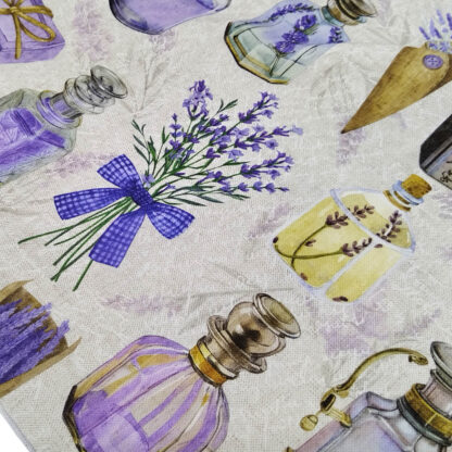 Tela Half Panamá con estampado de fragancias de lavanda