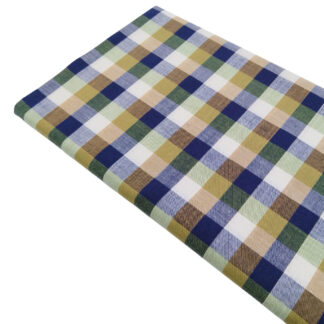 Tela popelín algodón de cuadros vichy multicolor azul marino