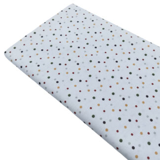 Tela de popelín con estampado de topitos de colores