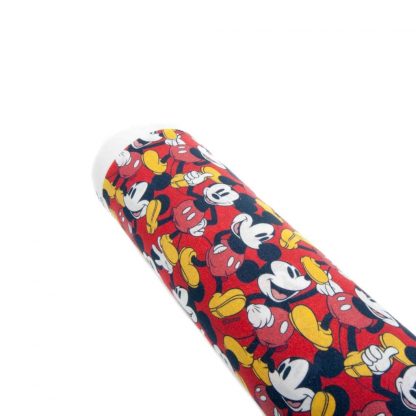 Tela popelín Mickey Mouse de color rojo en algodón orgánico certificado GOTS