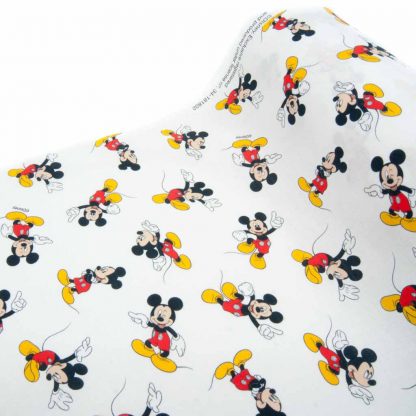 Tela popelín Mickey Mouse en algodón orgánico certificado GOTS