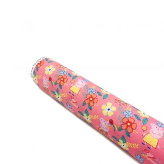 Tela popelín Peppa Pig Flores Summer en algodón orgánico certificado GOTS