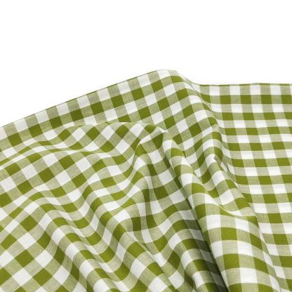 Tela cuadro vichy 100% algodón en color verde seco