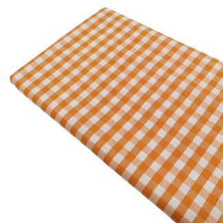 Tela popelín algodón de cuadros vichy grandes en color naranja