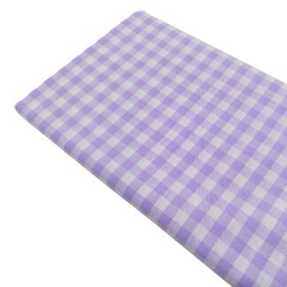 Tela popelín algodón de cuadros vichy grandes en color malva
