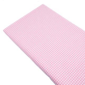 Tela cuadro vichy pequeño 100% algodón en color rosa bebé