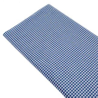 Tela cuadro vichy pequeño 100% algodón en color azul francia