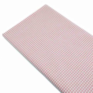 Tela cuadro vichy pequeño 100% algodón en color rosa palo