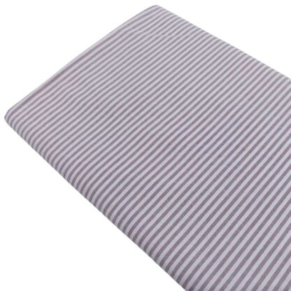 Tela de raya vichy 100% algodón en color lila empolvado