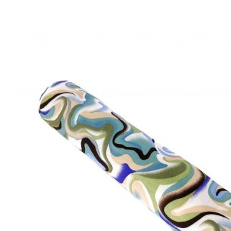 Tela viscosa con estampado de ondas en tonos azules