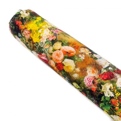Tela de viscosa estampada con flores de colores