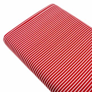 Tela de popelín 100% algodón con estampado de rayas rojas y blancas diseñada by Poppy Europe