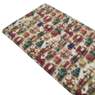 Tela popelín de algodón con estampado de Cascanueces de Navidad