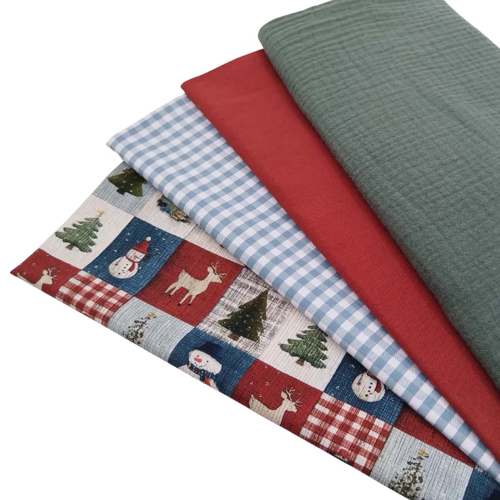 Telas combinables con la tela popelín de algodón con estampado de Patchwork de Navidad