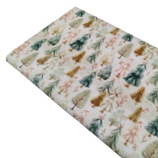 Tela popelín de algodón con estampado de Abetos de Navidad