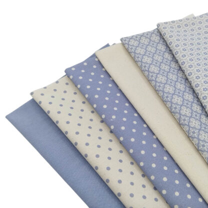 Telas de popelín estampado con tono azul empolvado