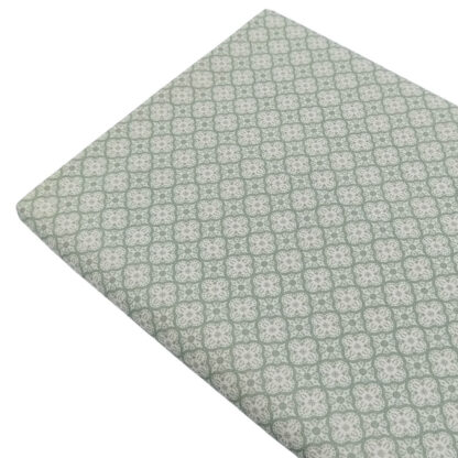 Tela popelín estampado mosaicos en color verde jade