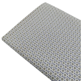 Tela popelín estampado geométricos en color azul marino