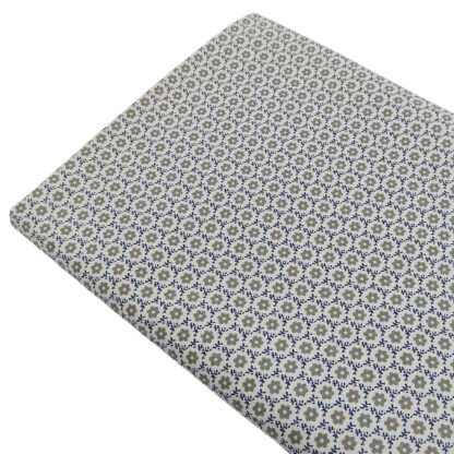 Tela popelín estampado geométricos en color azul marino