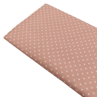 Tela de popelín estampado de estrellas color lino sobre fondo color rose