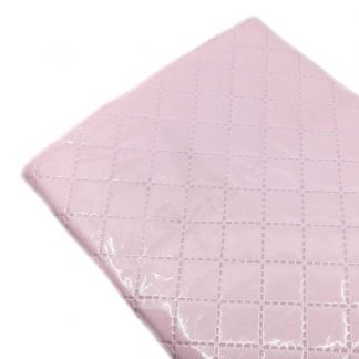 Tela de piqué de canutillo plastificado y acolchado en color rosa