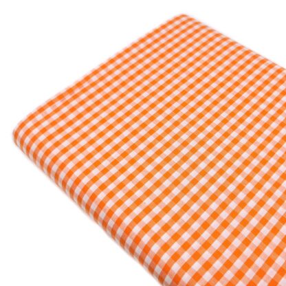 Tela popelín algodón de cuadros vichy pequeños en color naranja