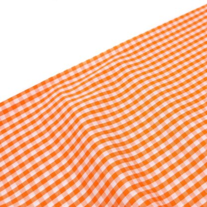 Tela popelín algodón de cuadros vichy pequeños en color naranja