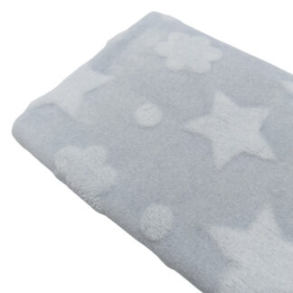 Tela coralina polar gris con estrellas en relieve