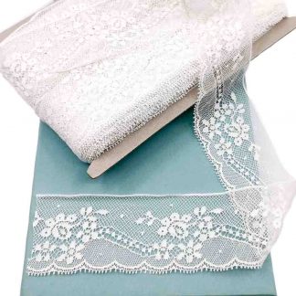 Puntilla Valencienne 100% algodón en color blanco de ancho 45 milímetros