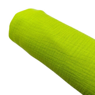 Tela muselina doble gasa algodón en color amarillo fluor