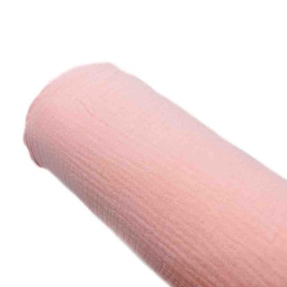 Tela muselina doble gasa algodón en color rosa bebé