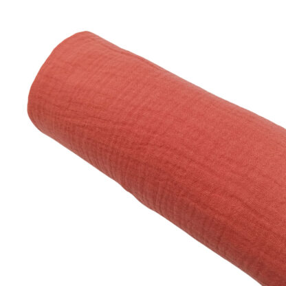 Tela muselina doble gasa algodón en color coral