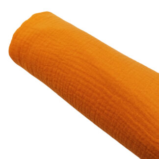 Tela muselina doble gasa algodón en color naranja fluor