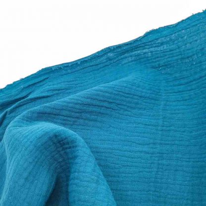 Tela muselina doble gasa algodón en color azul azafata