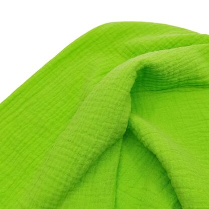 Tela muselina doble gasa algodón en color verde fluor