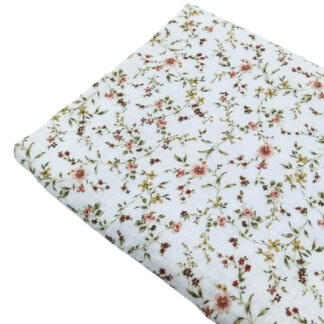 Tela doble gasa muselina con estampado de flores en tono rosa empolvado
