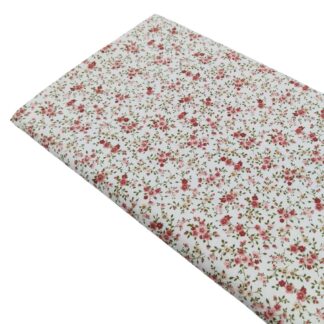 Tela viyela de algodón con estampado de flores tipo liberty en tonos rosas empolvados
