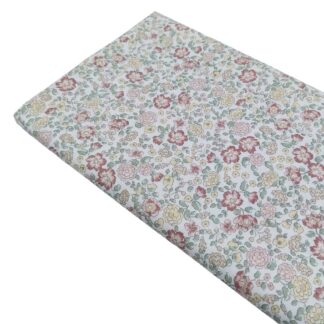 Tela viyela de algodón con estampado de flores tipo liberty en tonos terracotas