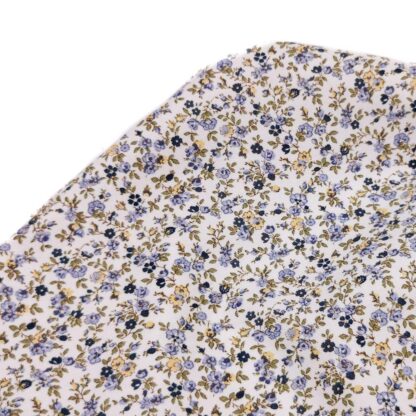 Tela viyela de algodón con estampado de flores en tonos azules