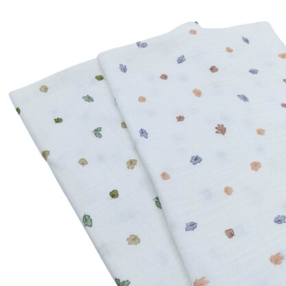 Telas de doble gasa muselina con estampado de hojas