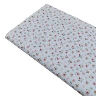 Tela viyela de algodón con estampado de flores tipo liberty en tonos rosas