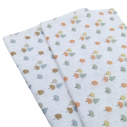 Telas de doble gasa muselina con estampado de árboles